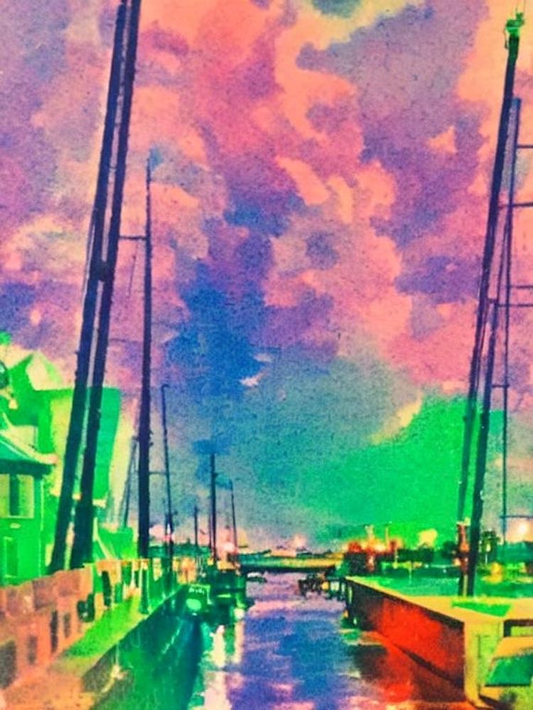 Port Of Klaipeda Lithuania Retro Risograph Print 1 harbour