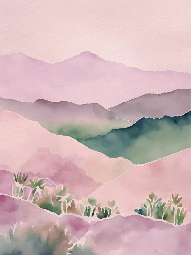 Desert Landscape Watercolor Painting