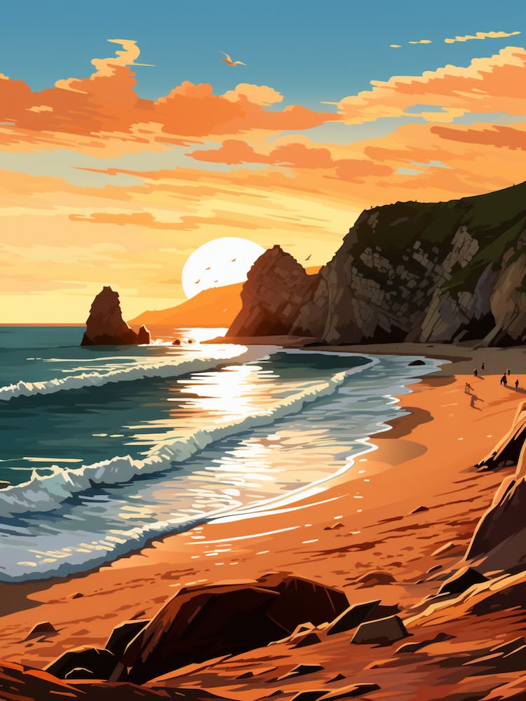 A Vibrant Painting Of Durdle Door Beach Dorset 4
