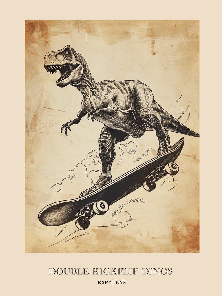 Baryonyx Vintage Dinosaur Poster 3