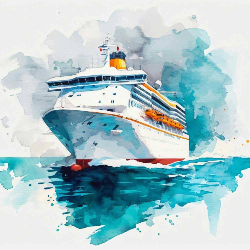 Watercolor Of A Cruise Ship