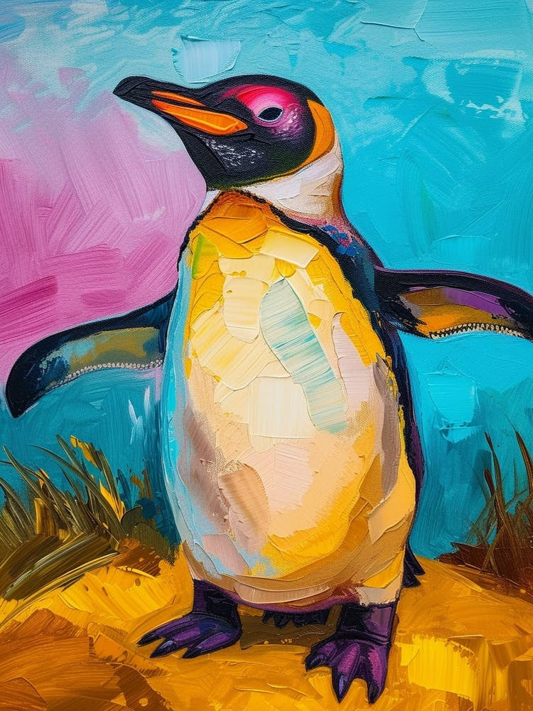 Galapagos Penguin Zavodovski Island Colour Block Painting 1