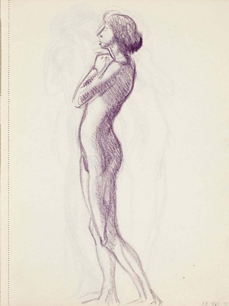 Seisova Alaston Nainen Sivusta, Luonnos, 1912part Of A Sketchbook By Magnus Enckell