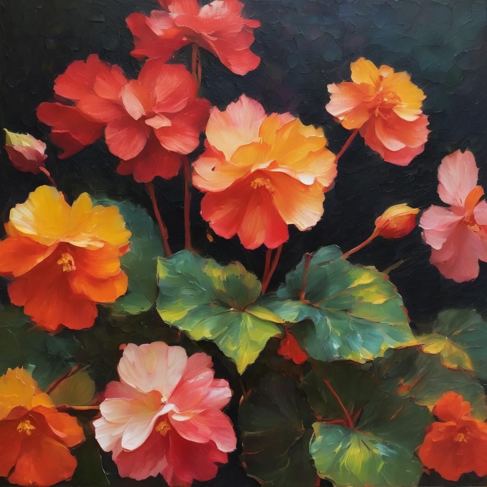 Resilient begonia's transformative beauty.