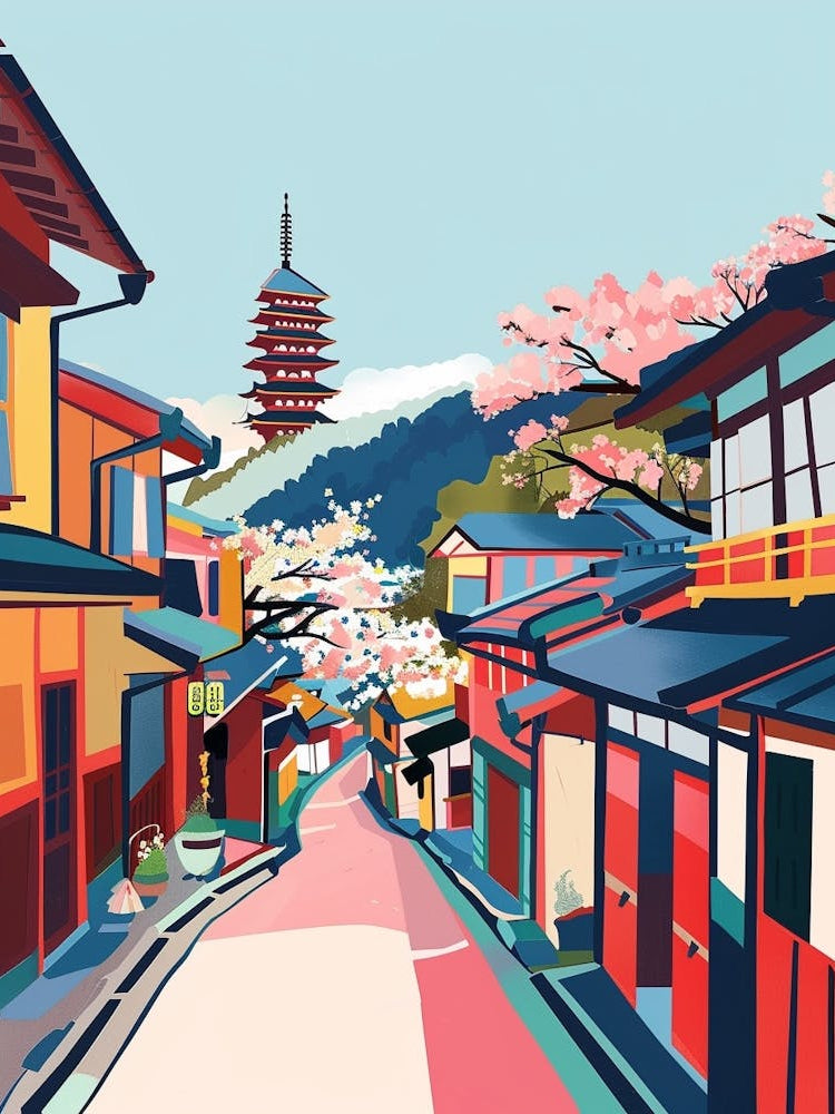 Nara Japan 3 Colourful Illustration