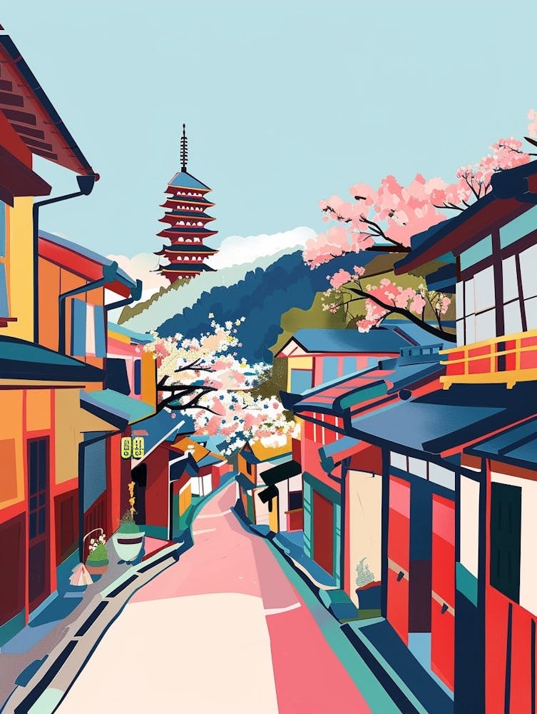 Nara Japan 3 Colourful Illustration