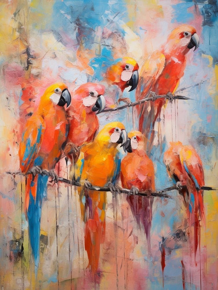 Parrots Abstract Expressionism 4