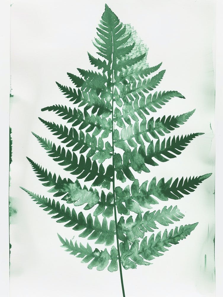 Green Ink Painting Of A Sensitive Fern 1