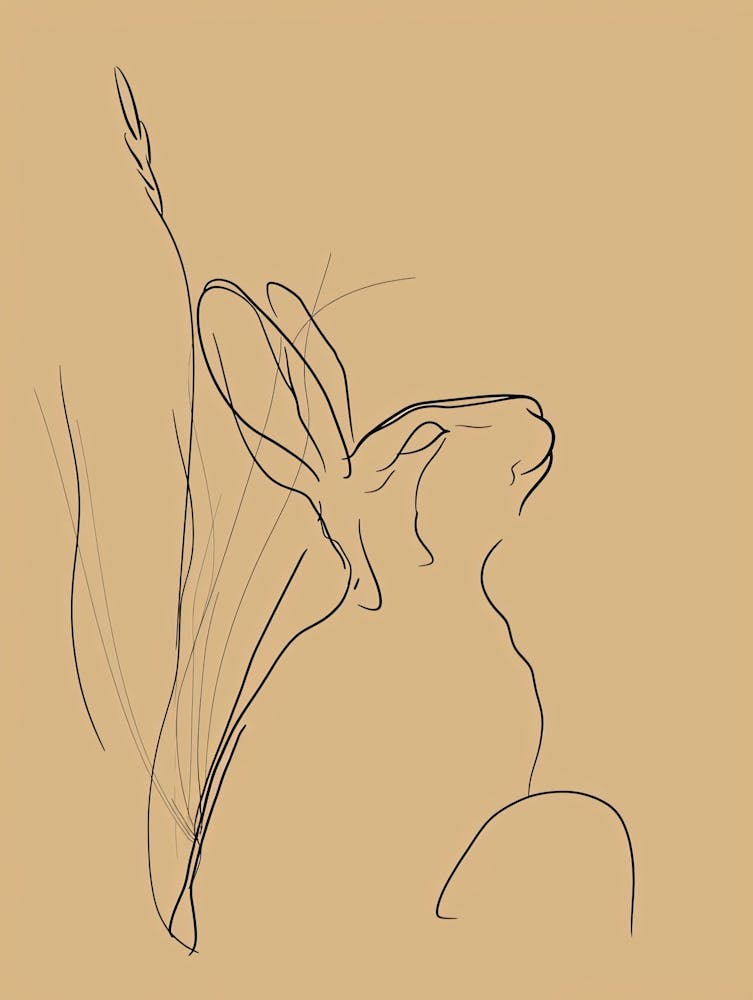 Hare Drawing - Boho, Line Art