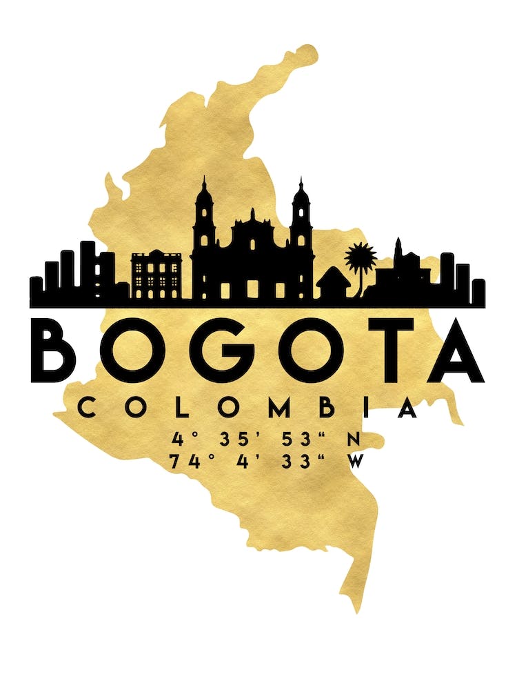Bogota Colombia Silhouette City Skyline Map