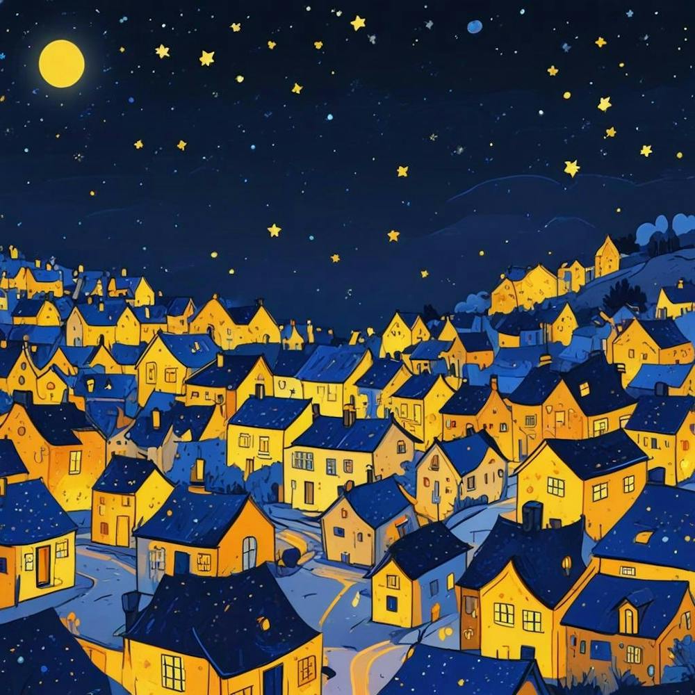 Paper Art Illustration Concept Of Heaven Night Landscape Of Village Tove Jansson Illustration Of A Girl Looking Up At The Stars (1)