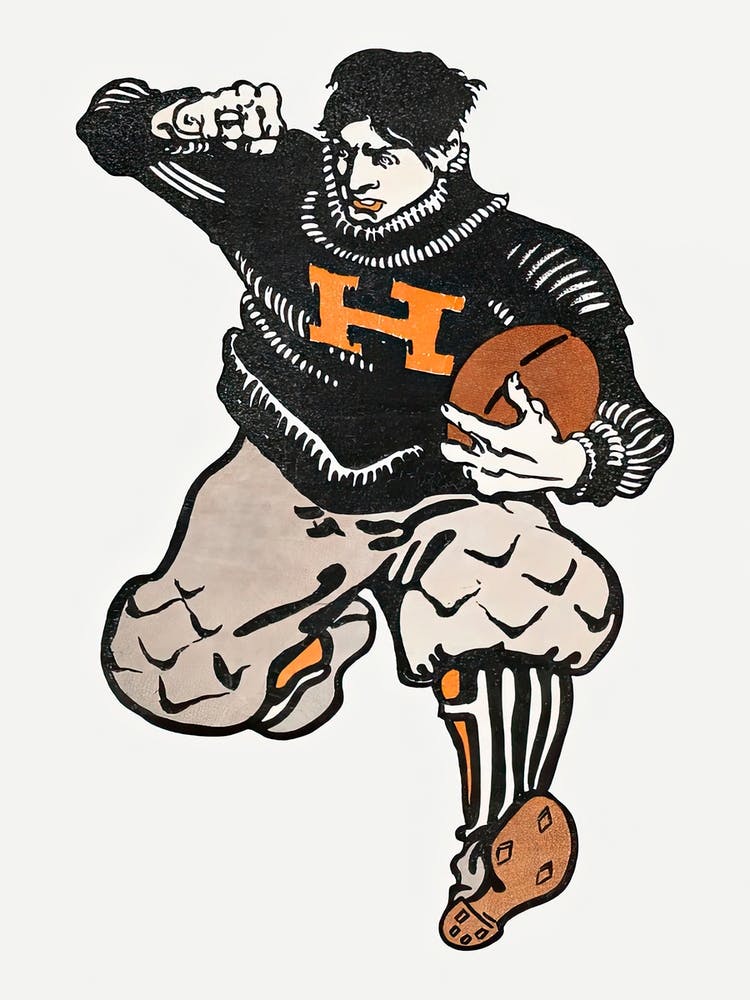 Vintage American Football Player Vintage Drawing, Edward Penfield