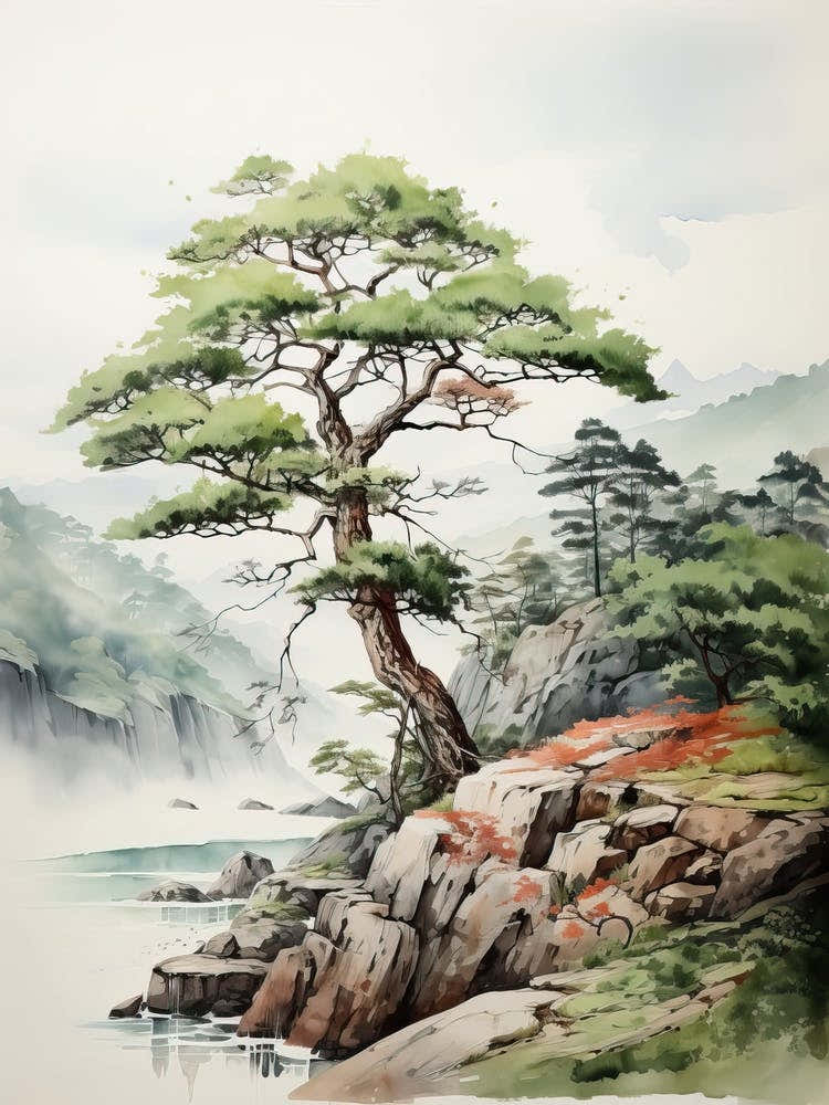 Tokio in Japan, Japanische Pinselmalerei, Ukiyo E, Minimal 4