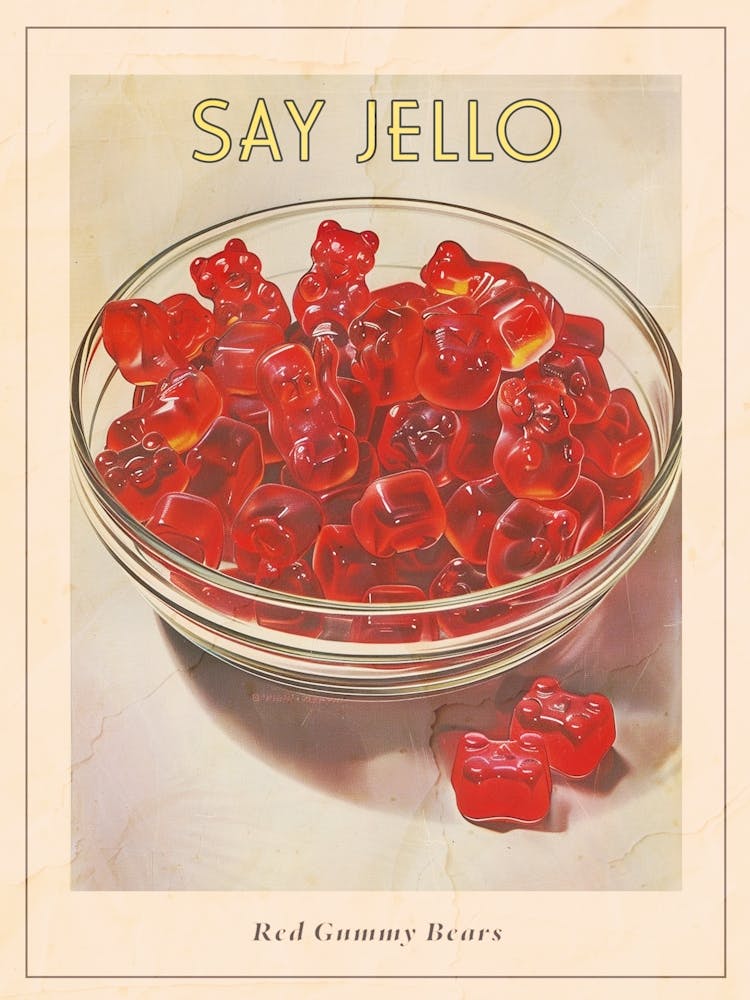 Red Gummy Bears Vintage Advertisement Illustration 3 Poster