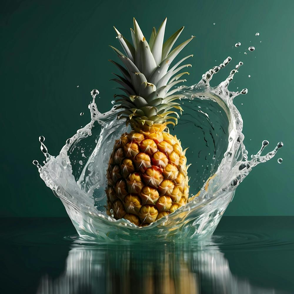 Ananas éclaboussant de l'eau