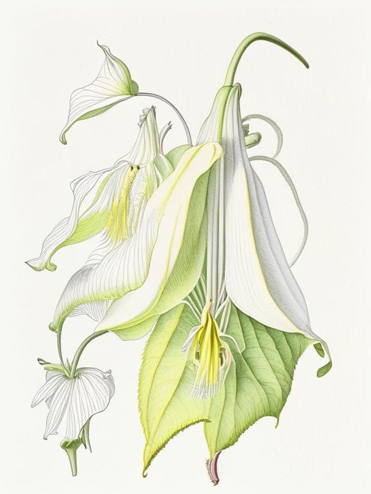 Angel S Trumpet Floral Quentin Blake Inspired Illustration 1 Flower