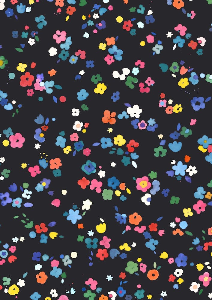 Ditsy Flowers Multi Black