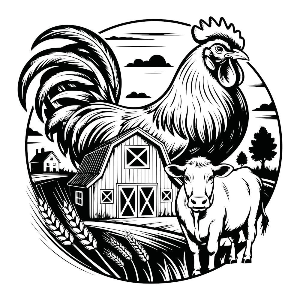 Rooster And Cow 2