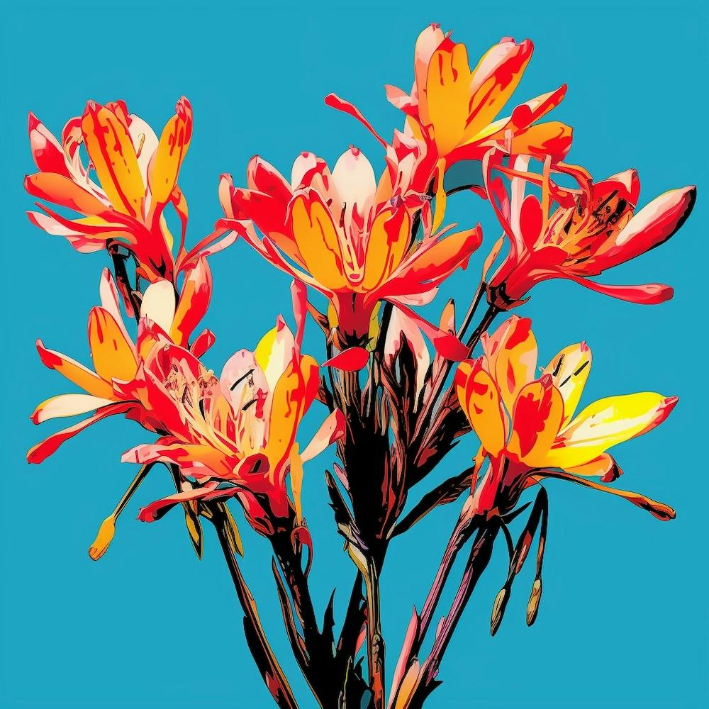 Andy Warhol Stil Pop Art Blumen Kängurupfote 4 Quadrat