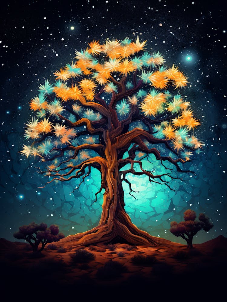 Joshua Tree With Starry Sky In Nat Viga Style (3)