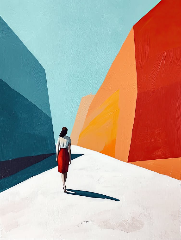 Woman Walking Down The Street, Minimalism