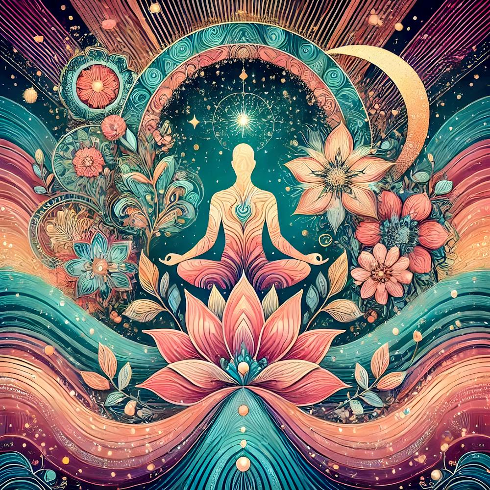 Inspirational Mental Wellness Art with Celestial and Nature Themes – Meditative Design