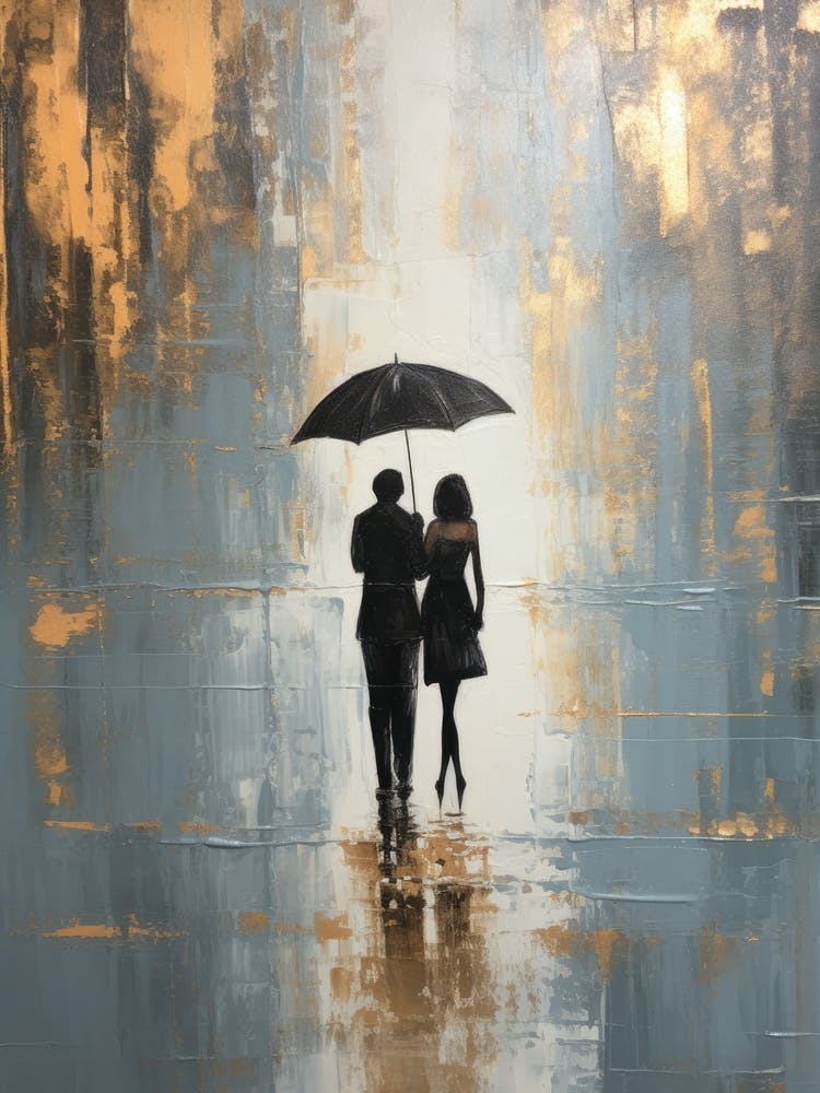 Couple Walking In The Rain