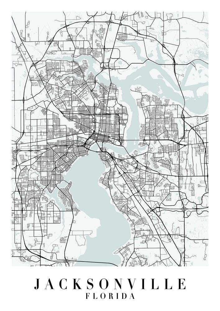 Jacksonville Florida Street Map Minimal Color