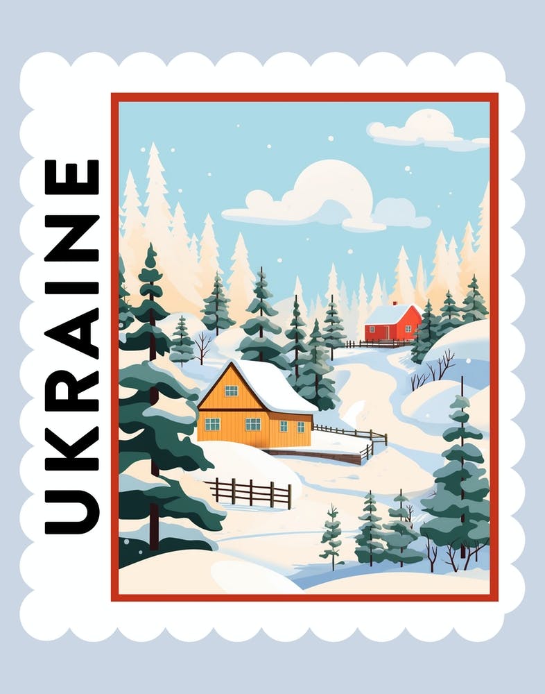Ukraine 2 Travel Stamp Poster