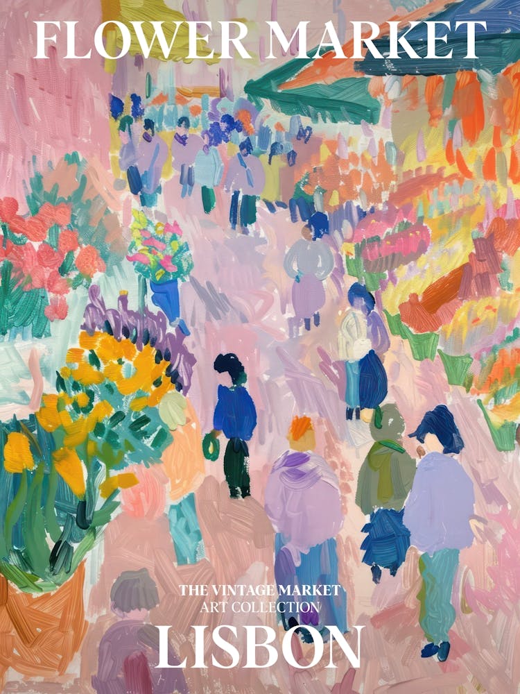 Vintage Flower Market Painting Lisbon 5
