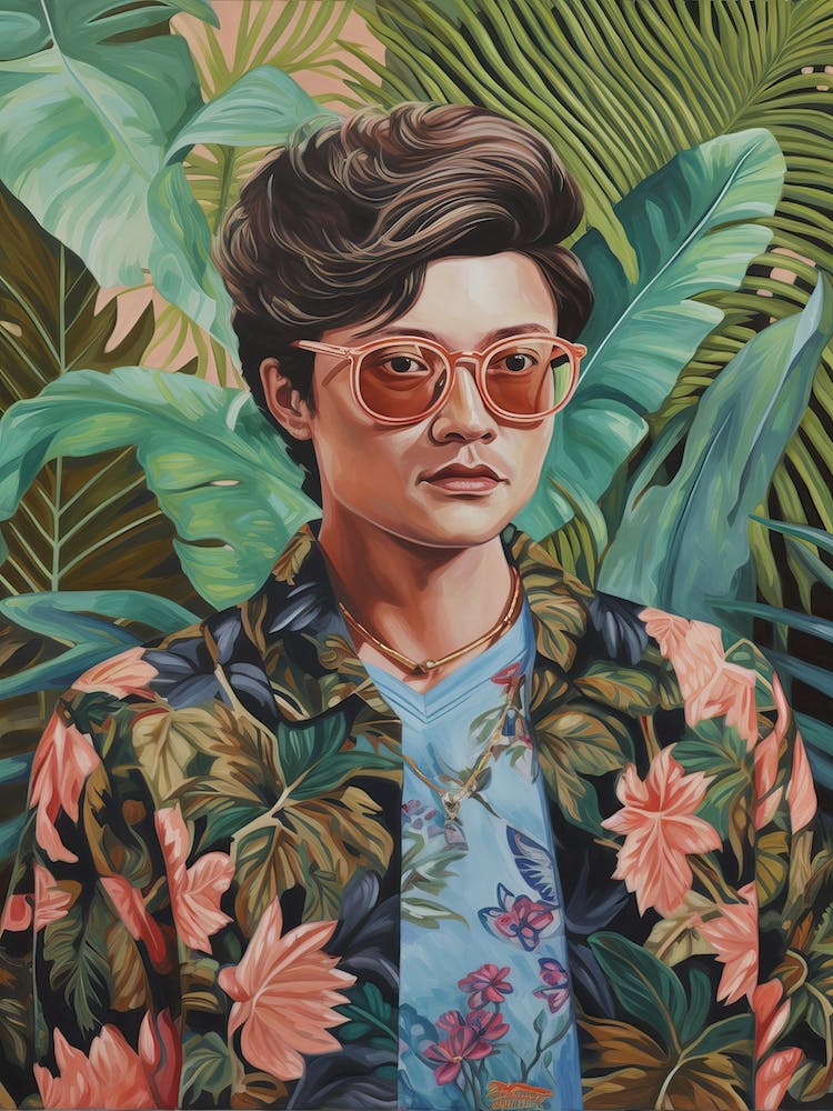 Floral Handpainted Portrait Of Daniel Kwan 1