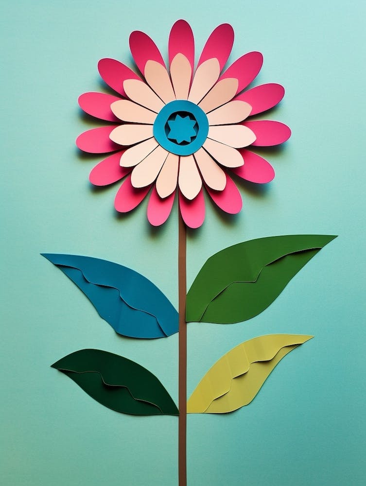 Cut Out Style Flower Art Zinnia 1