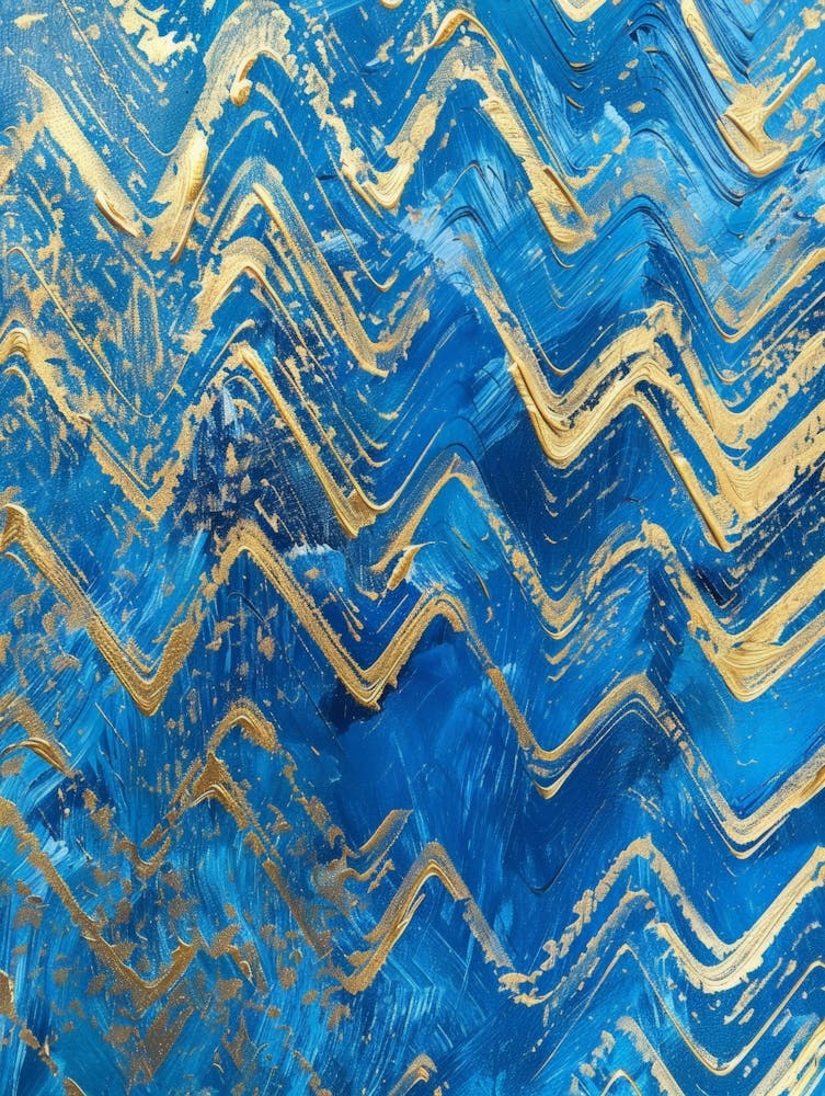 Blue Gold Chevron