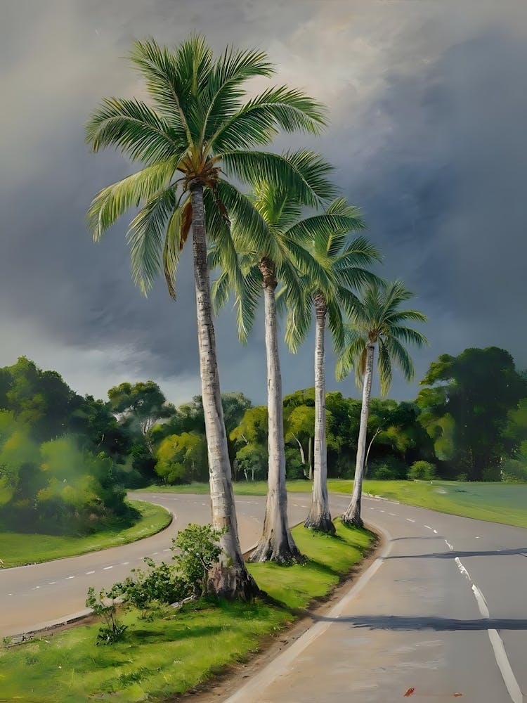 Palm Trees On The Road