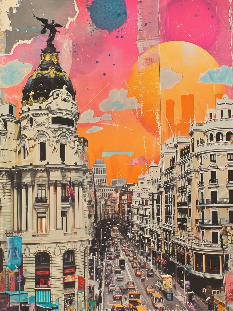 Madrid   Retro Collage Style 2