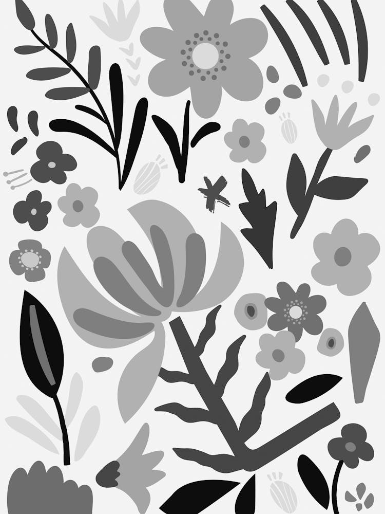 Abstract Black And White Flowers
