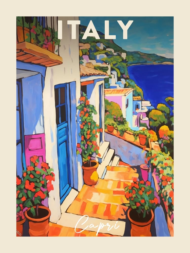 Capri Italy 2 Fauvist Painting  Travel Poster