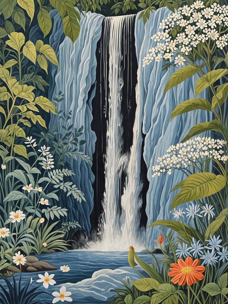 Blue Waterfall In The Jungle