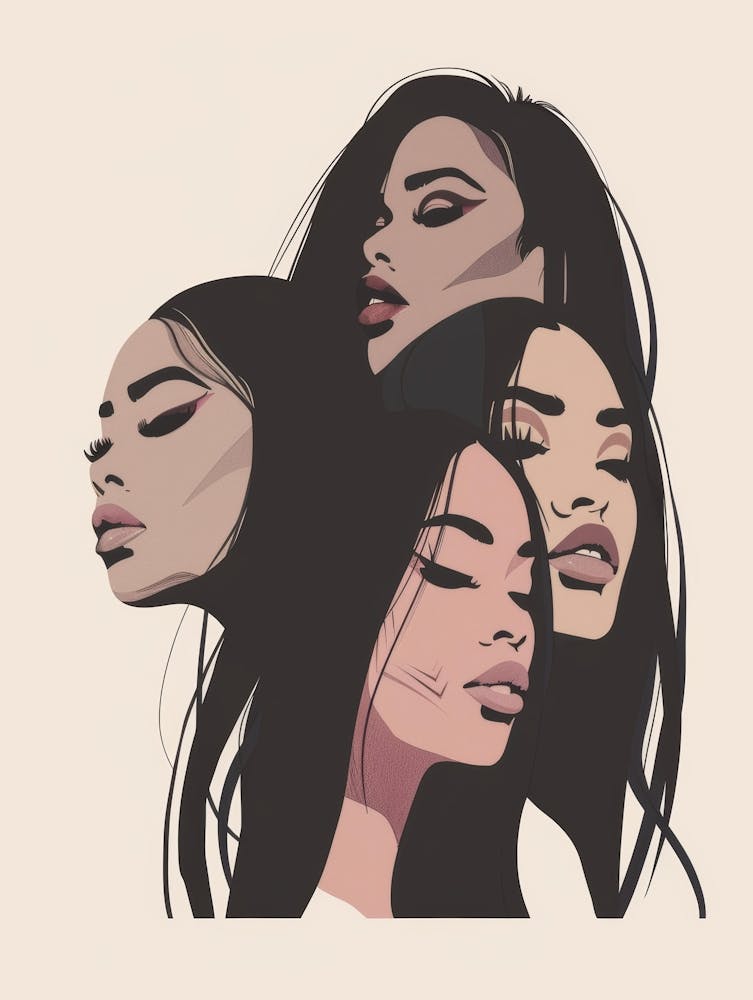 Three Girls With Long Hair