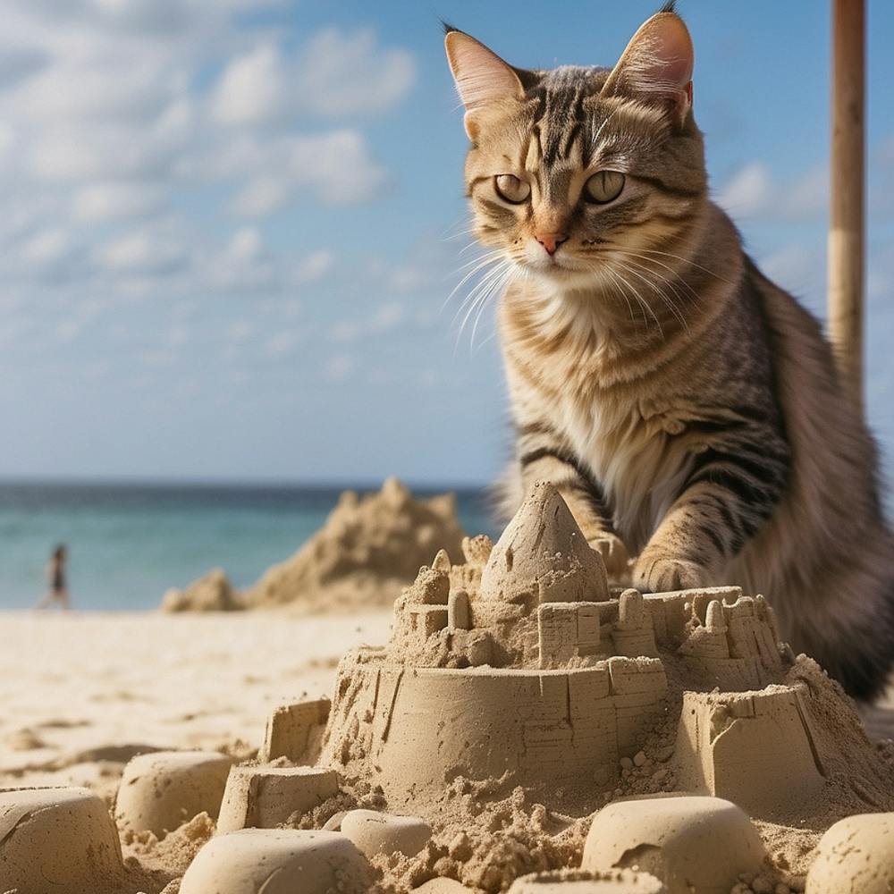 Sand Castle Cat