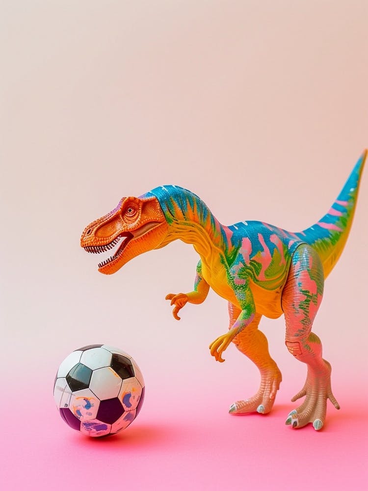 Toy Dinosaur Playing Football 3