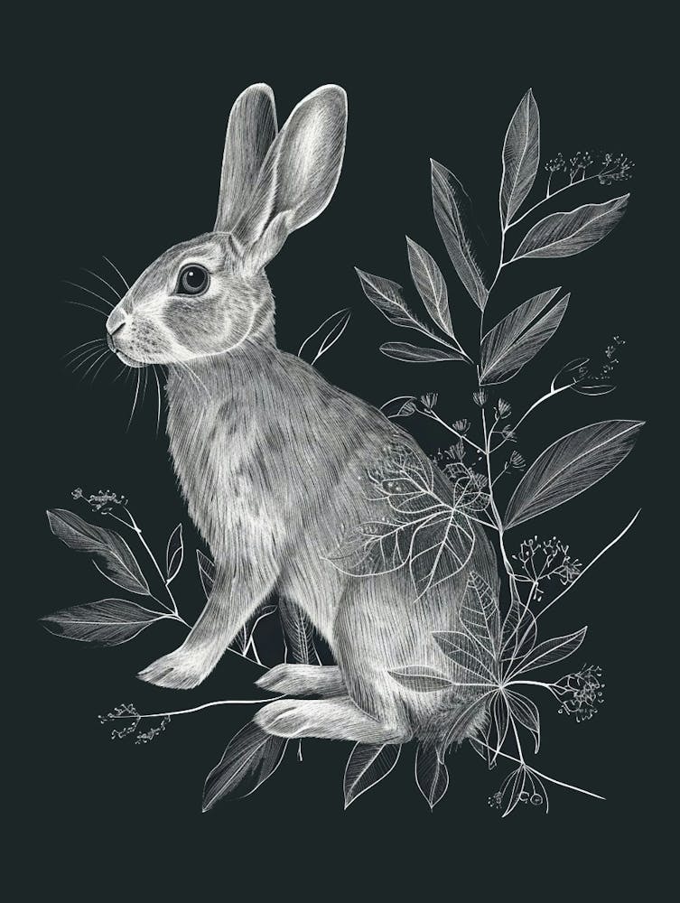 Silver Marten Rabbit Minimalist Illustration 2
