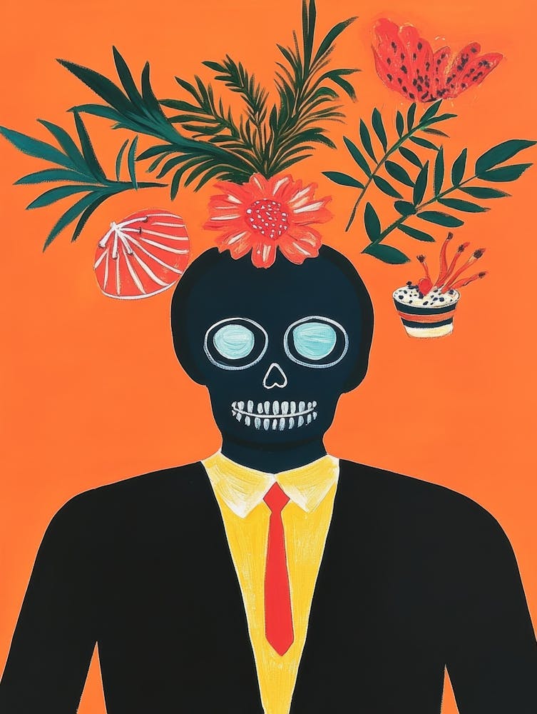 Skull With Flowers 1