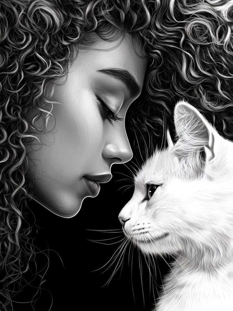 Portrait Of A Woman With A Cat