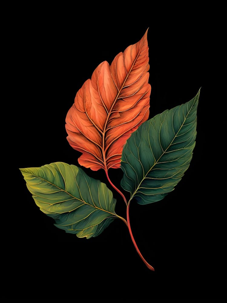 Autumn Leaves On Black Background