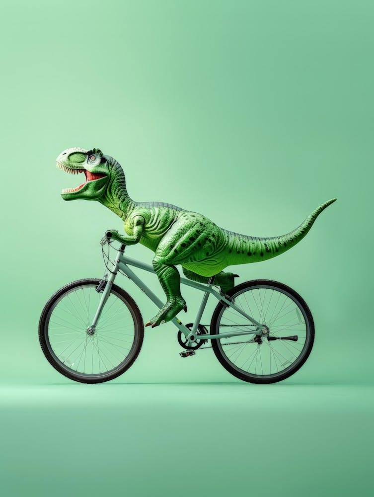 Dinosaurier auf einem Fahrrad