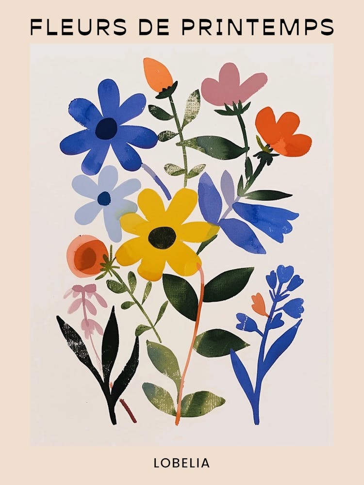 Spring Floral French Poster  Lobelia 2