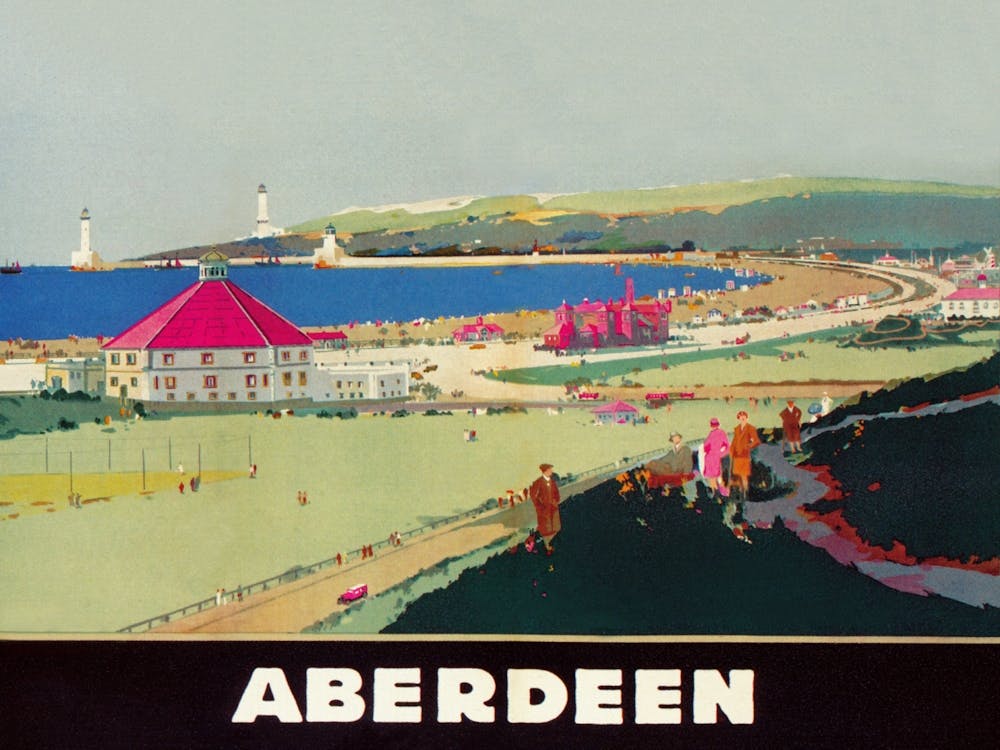 Aberdeen Scotland Vintage Travel Poster