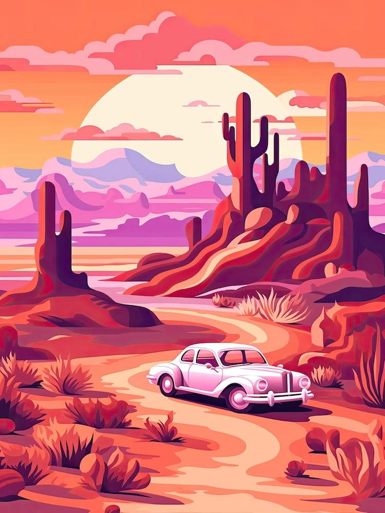 Vintage Car In The Desert 3