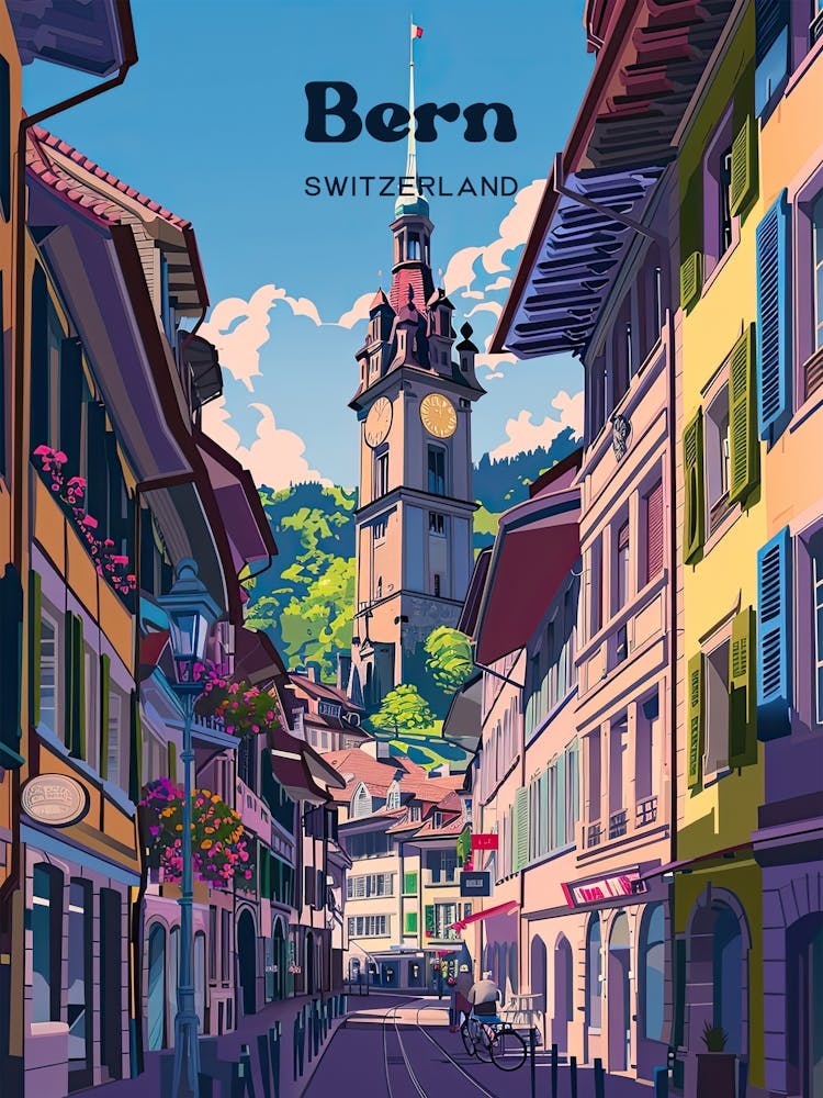 Bern Switzerland Modern Travel Art